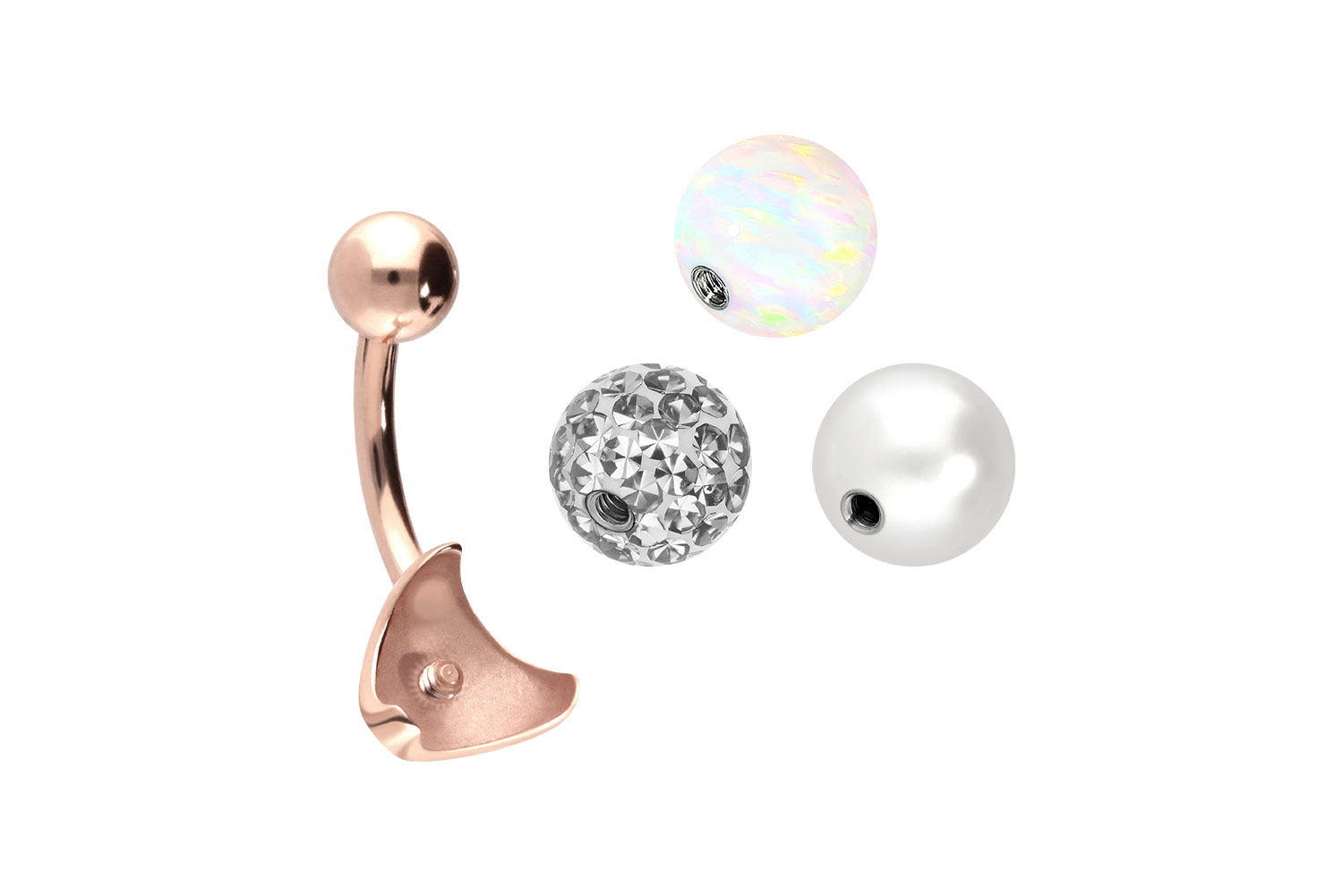 Titan Bananabell Piercing mit Innengewinde 3ER KUGELMIX